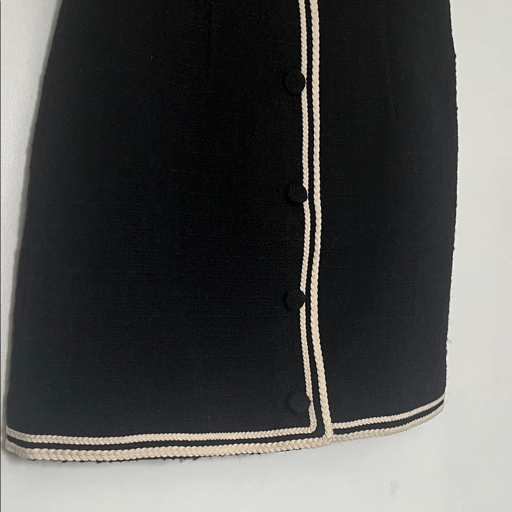 J. Crew Black Sleeveless Midi Dress with Cream Trim - Picture 6 of 7